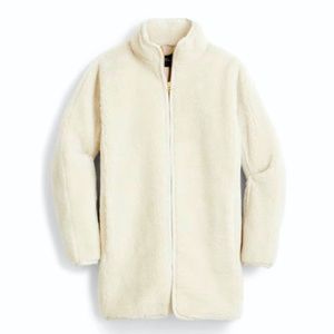 J.CREW ZIP-UP TEDDY COAT. SIZE: L SCOTTISH LAMB